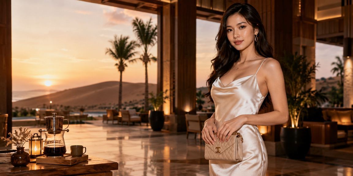 Người chơi thưởng thức cà phê tại Mũi Né trong lúc xem jackpot trên điện thoại